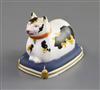 A rare Charles Bourne porcelain figure of a cat, c.1817-30, L. 6.7cm, restoration                                                      