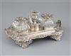 A William IV silver rounded rectangular inkstand, KG & Co (probably Kirkby, Gregory & Co) stand 27 oz.                                 