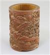 A Chinese bamboo brush pot, h. 12.8cm                                                                                                  