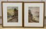 G.F. Marston, pair of watercolours, Sheep and cattle beside lochs, signed and dated 1918, 23 x 16cm                                                                                                                         