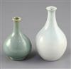 A Chinese Qingbai style bottle vase and a small Jun type green glazed bottle vase, possibly 17th / 18th century, height 11.7cm and 9.7 