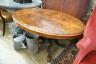 A Victorian oval burr walnut tilt top loo table, length 134cm, width 100cm, height 72cm                                                                                                                                     