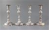 A matched set of four late 18th century silver candlesticks, engraved with the Heneage family crest,                                   