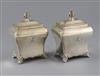 A pair of Victorian silver bombe shaped tea caddies by Henry Wilkinson & Co, 17.5 oz.                                                  