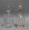 Two silver mounted cut glass decanters largest 30cm                                                                                    