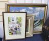 Roy Pettitt (1935-), three oils, Beach scenes and Seated female nude, largest 38 x 49cm, with a watercolour and four sketch books                                                                                           