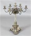 An impressive ornate early Victorian silver seven light candelabrum by William Bateman & Daniel Ball,                                  