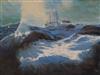 A Mackie, oil on canvas, Trawler 'Celia' on the high seas, signed, 81 x 111cm unframed.                                                