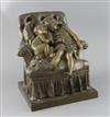 Aristide-Onésime Croisy (French 1840-1899). 'Le Nid', a bronze group of two children sleeping upon a buttonback chair, signed, height 1