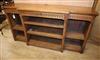 An oak open breakfront bookcase W.174cm                                                                                                