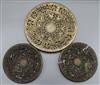 Three 19th century German cast iron dishes largest diameter 30cm                                                                       