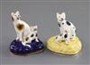 Two Samuel Alcock porcelain groups of a seated cat and kitten, c.1840-50, 6.7cm and 6.3cm, minor faults                                