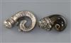 A 19th century silver and citrine mounted horn vinaigrette mull and one other silver mull, Chester, 1889, horn mull 46mm.              