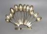 Thirteen items of assorted 19th century and later silver flatware, various dates and makers, 23oz.                                                                                                                          