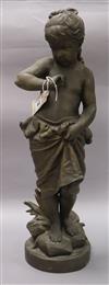 After Bourlet. A spelter figure of a girl height 57cm                                                                                  