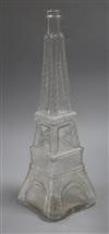 A Benoit Sevres Toulouse French glass oil bottle and stopper in the form of The Eiffel Tower height 40cm                               