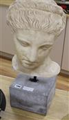 A classical bust on stand. H.56cm.                                                                                                     