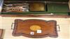 A Victorian shotgun case and a small tray                                                                                              