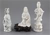 A Chinese Dehua blanc de chine seated figure of Guanyin, 17th century, 12cm - 18cm                                                     