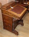 A Victorian banded walnut davenport W.54cm                                                                                             