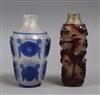 Two Chinese overlaid glass snuff bottles tallest 10cm                                                                                  