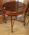 An Edwardian satinwood banded circular mahogany occasional table Diam.68cm                                                             