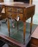 A Regency banded mahogany drop flap work table, width 47cm, depth 41cm, height 73cm                                                                                                                                         