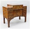 A George III fustic dressing table, attributed to Wright and Elwick of Wentworth, W.3ft 4in. D.1ft 9.5in. H.2ft 9.5in.                 