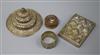 An Indian plated card case, a pierced white metal cover, etc (4)                                                                       