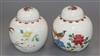 A pair of Chinese famille rose ginger jars and covers                                                                                  