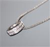 An Italian Gibi 750 white metal and diamond set pendant necklace, pendant 25mm.                                                        