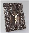 A late 18th/early 19th century Flemish walnut and ivory crucifix, 19in. width 14.5in.                                                  