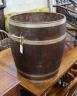 A large brass bound staved oak tub, diameter 54cm, height 61cm                                                                                                                                                              