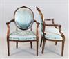 A set of eight Hepplewhite design mahogany elbow chairs,                                                                               