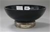 A modern silver mounted black glass presentation rose bowl, inscribed Dia.23cm                                                         