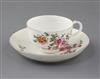 A rare Derby cup and saucer, c.1758, d. 12.7cm                                                                                         