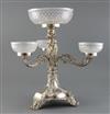 A late Victorian Walker & Hall silver plated centrepiece, H.44.6cm.                                                                    