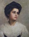 Charles Sims, R.A., R.W.S., (1873-1928) Portrait of Mrs Agnes Helen Sims, nee Macwhirter, 21 x 17in.                                   