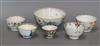 Five Chinese porcelain tea bowls and a slops bowl. largest diameter 14cm                                                               