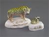 A Staffordshire porcelain figure of a leopard and a similar figure of a cub, c.1835-50, H. 7.7cm and 4.2cm                             