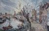 George Hann (1900-1979), View along The Seine, oil on board, 39 x 60cm                                                                                                                                                      