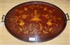 An inlaid commemorative oval tray, dated 1902 length 64cm                                                                              