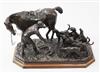 John Willis Good (1845-1879). A brown patinated cast bronze equestrian group, 21in., height 12in.