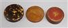 Three circular boxes - two wood and one tortoiseshell                                                                                  