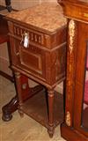 A late 19th century French marble top bedside cupboard H.84cm                                                                          