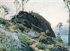 Alfred Heaton Cooper (1863-1929) Sheep on a rocky outcrop 10.5 x 14.5in.                                                               