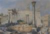 J Crouch 1831, watercolour, The Forum Rome, 10 x 14.5cm                                                                                