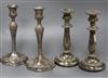 A pair of electroplated candlesticks c.1840 and one other pair                                                                         