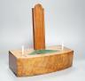 A 19th century mahogany charger, stand 37cm                                                                                                                                                                                 