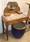 A French Art Deco style marble top dressing table W.83cm                                                                               